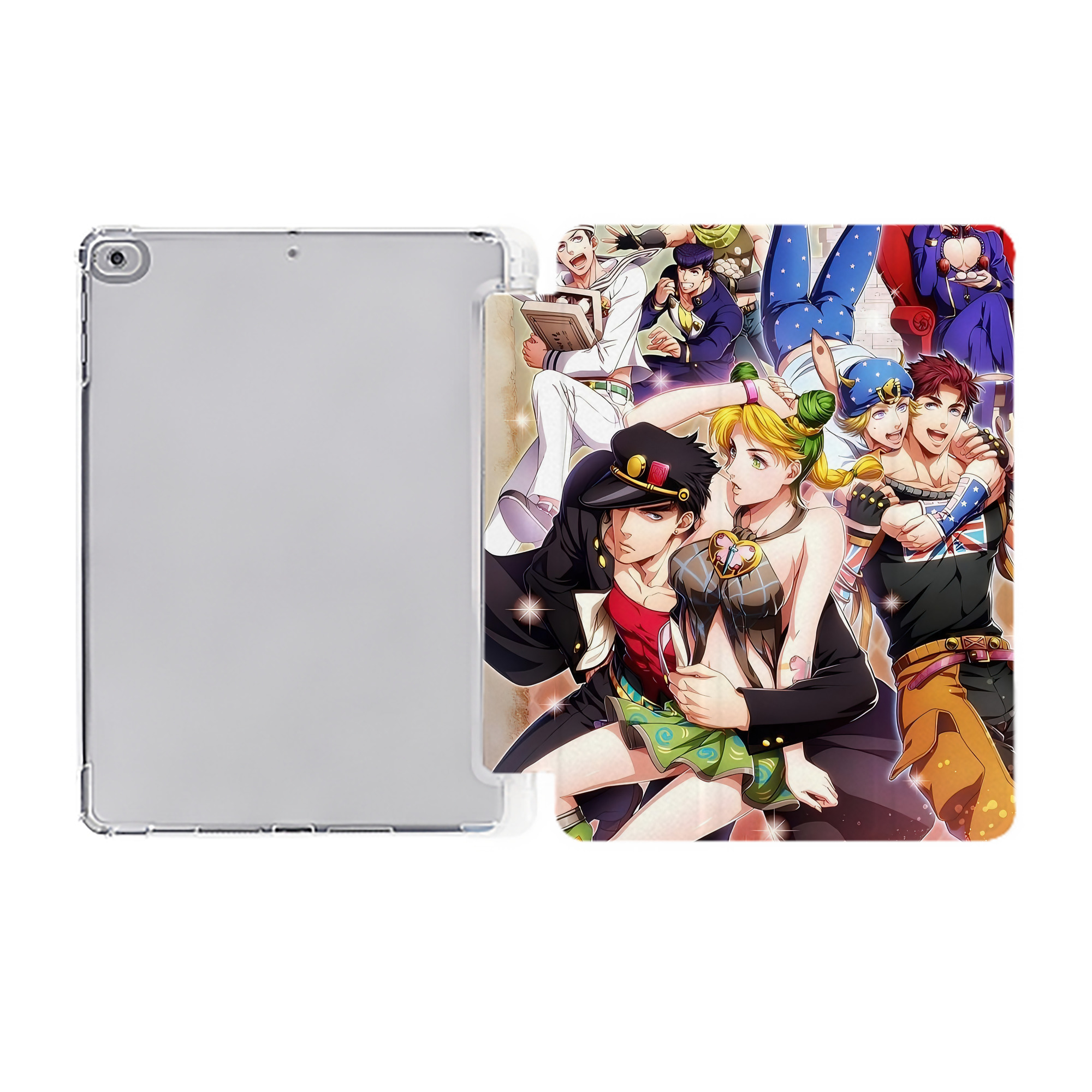 （画像用） ジョジョの奇妙な冒険 JoJo's Bizarre Adventure IPad ケース ペン収納付き 三つ折りスタンド PUレザー×シリコン 対応機種9.5/10.5/10.9インチ